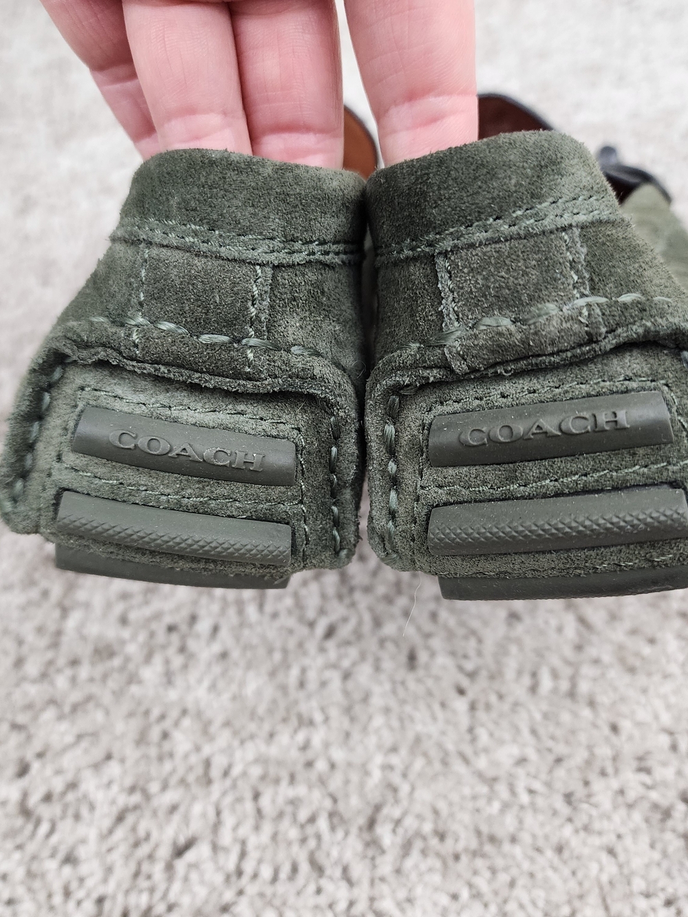Coach Crosby Olive Green Bit Suede Driving Loafers NWOT - Picture 3 of 7